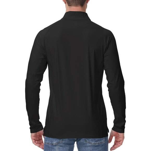 🆕 Men Black Pullover Golf Polo Shirts Long Sleeve Breathable Soft Running Tops - Picture 4 of 7